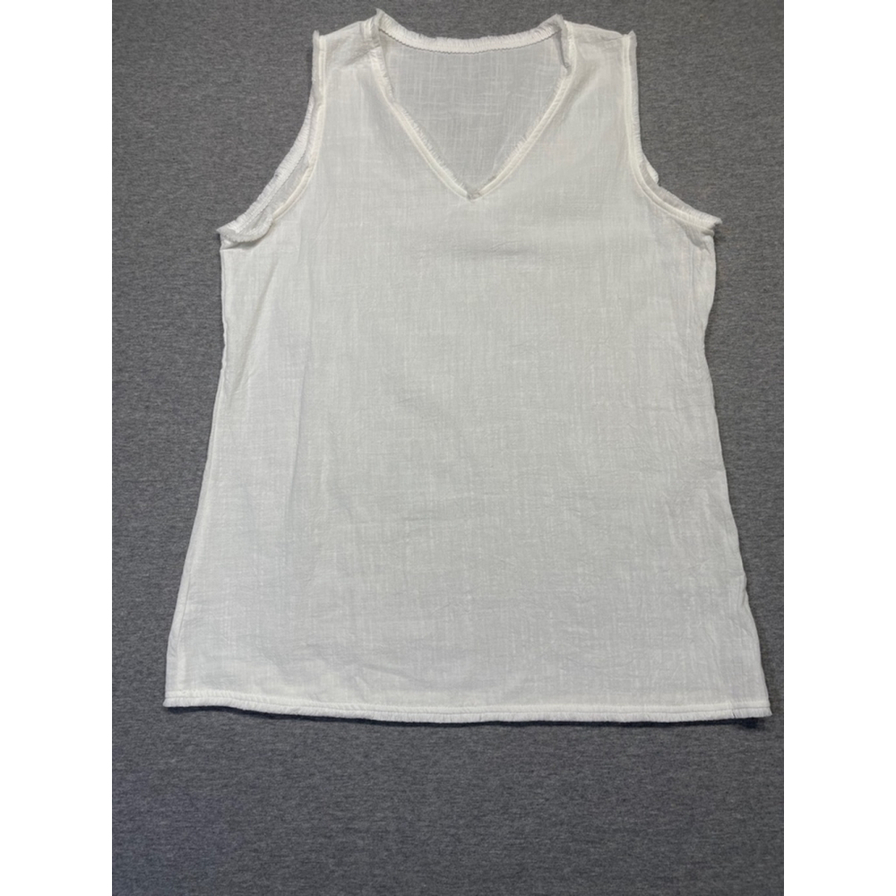 Women's linen blend Tank Top, Size M, White